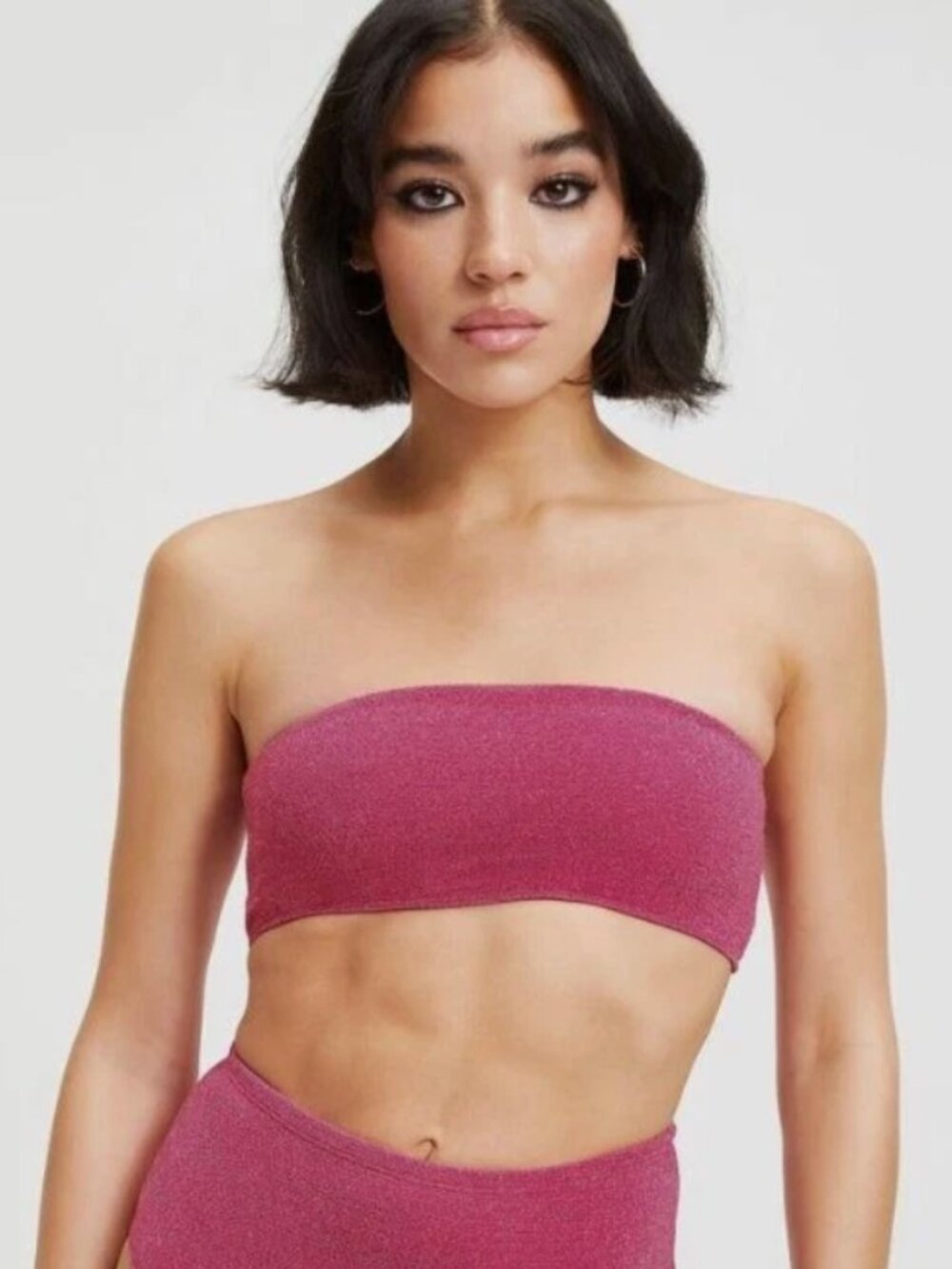 Good American Sparkle Better Band Top in Hawaiian Pink (Size M)